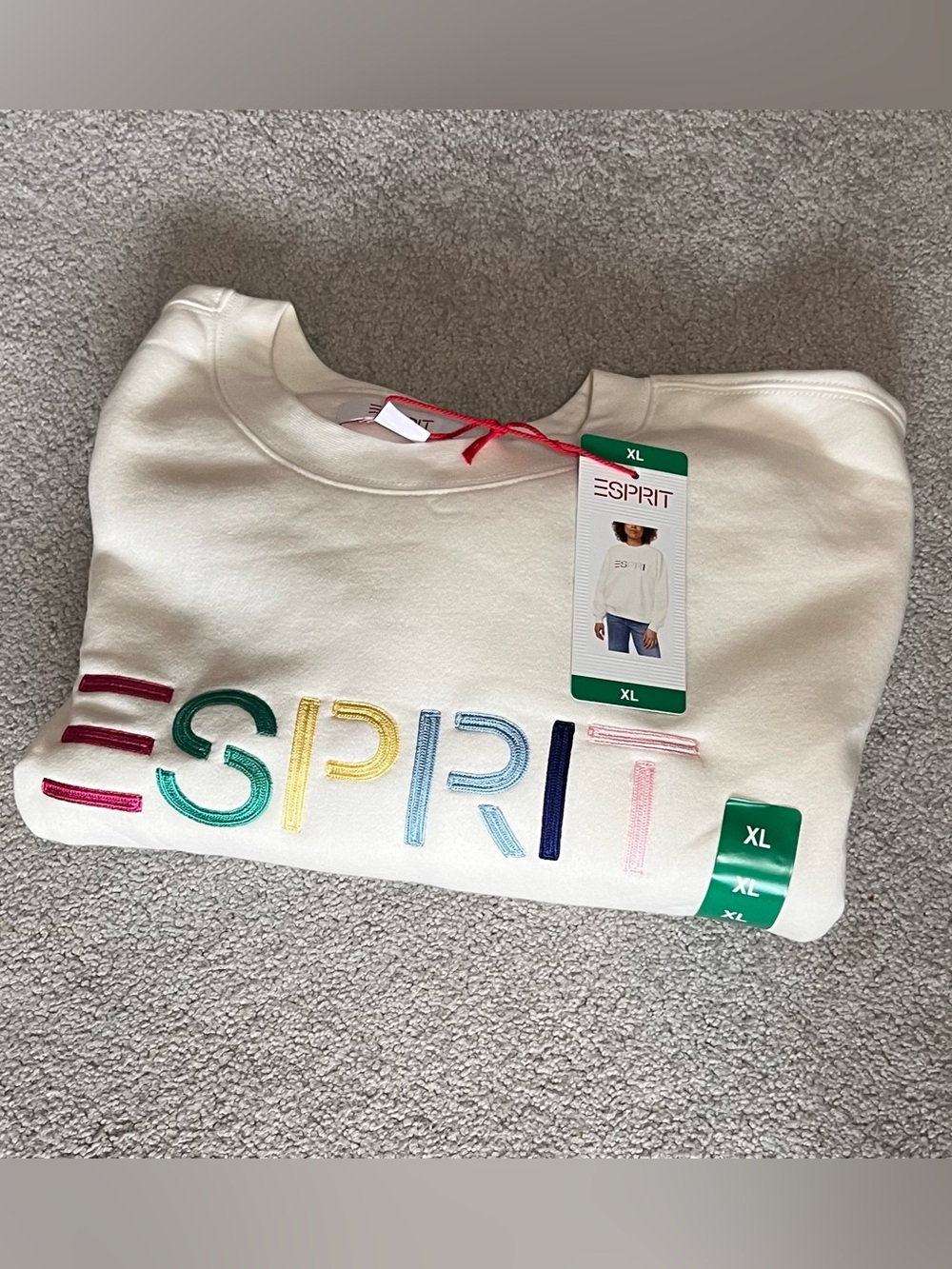 Esprit Cream Logo Crewneck Sweatshirt - Picture 2 of 7